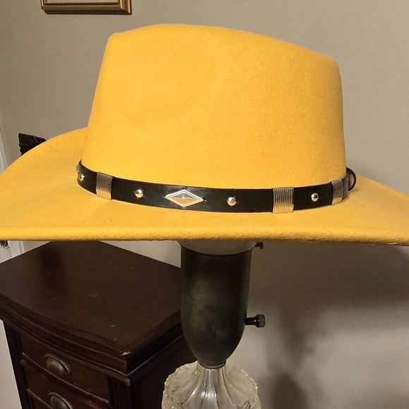Women Classic Felt Wide Brim Western Cowboy Hat With Belt Buckle Trim New - Picture 7 of 9